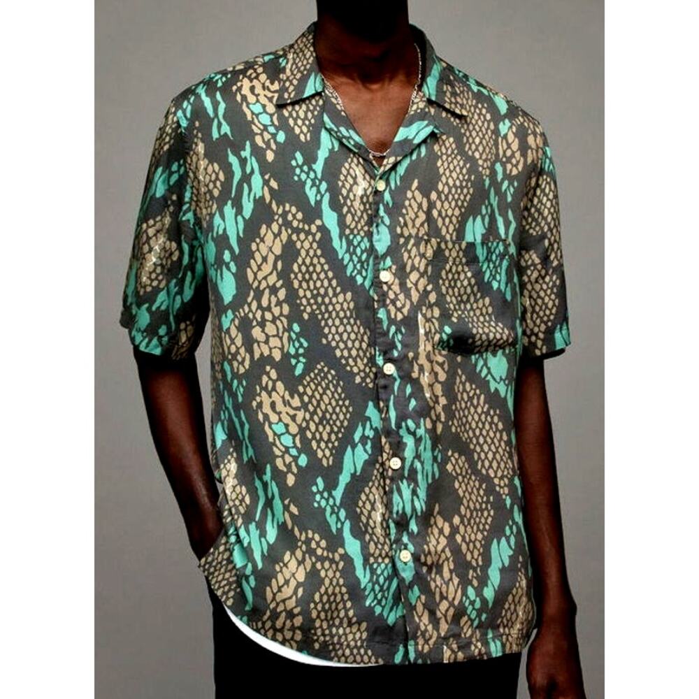 Allsaints Krait Python Camp Snake Print Shirt Sho… - image 1
